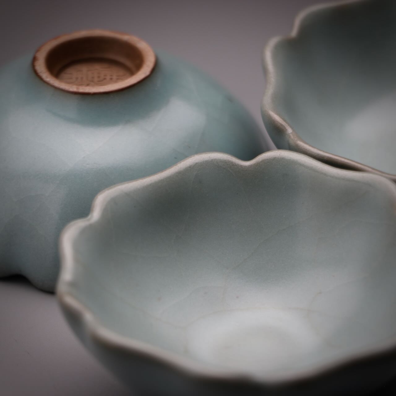 small celadon flower teacup set 30ml x 3