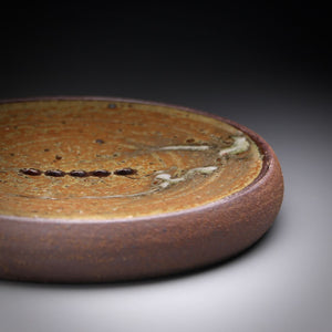 raw clay / ash glazed tea boat 15cm diameter