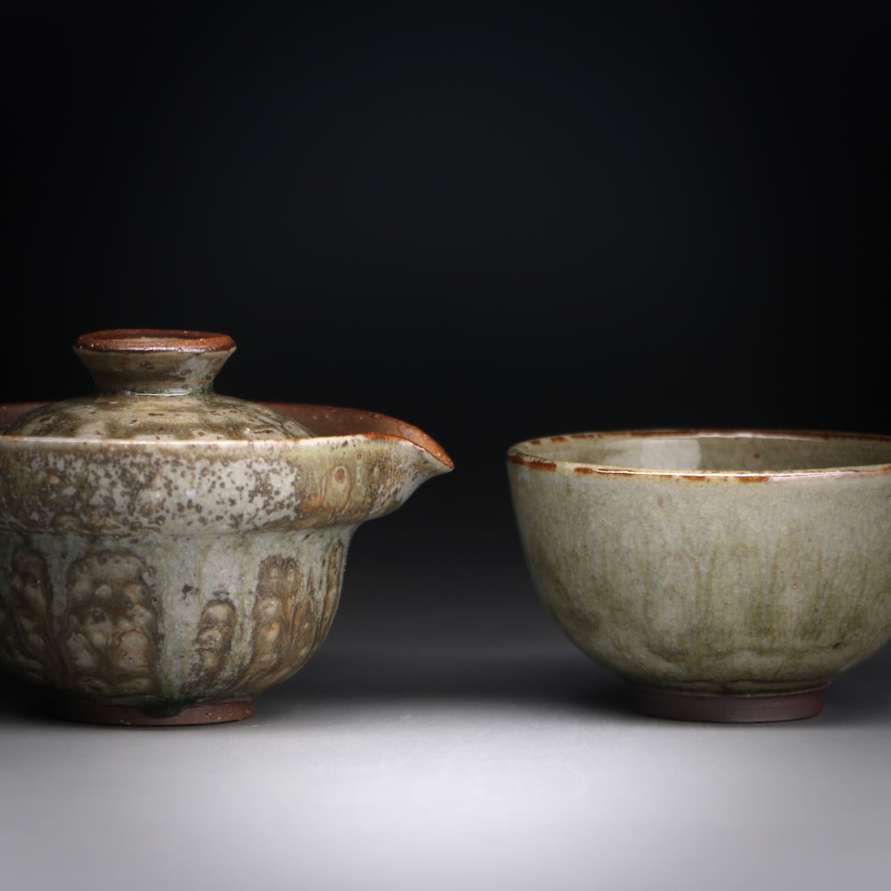Ash glazed shibo & cup set 100ml A