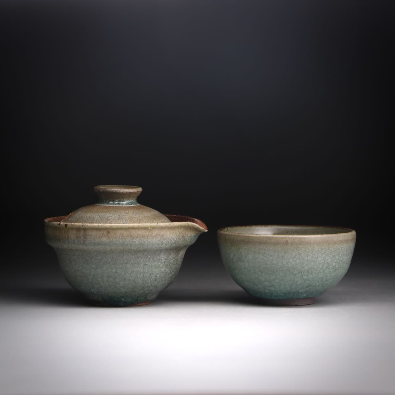 Ash glazed shibo & cup set 100ml F