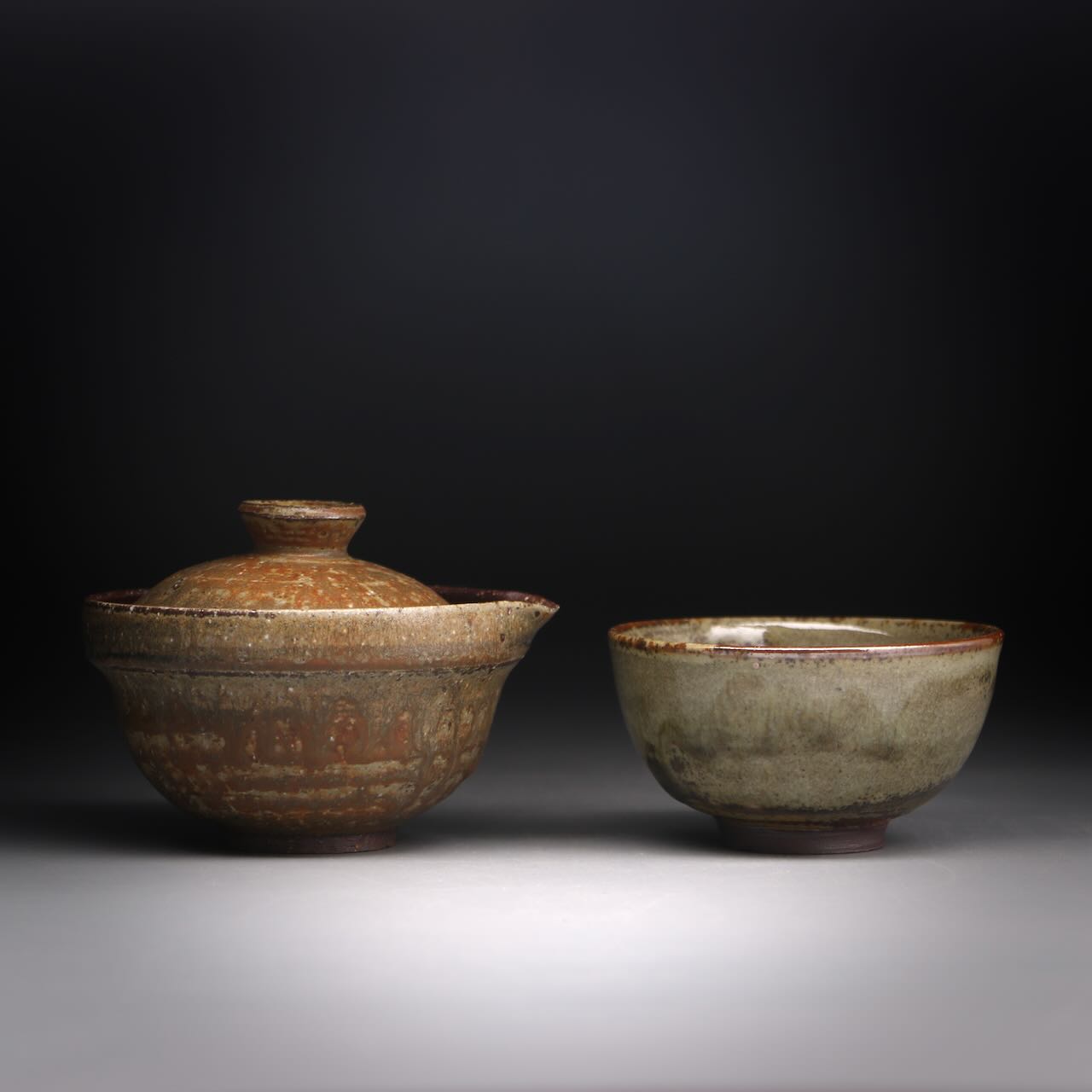 Ash glazed shibo & cup set 100ml J