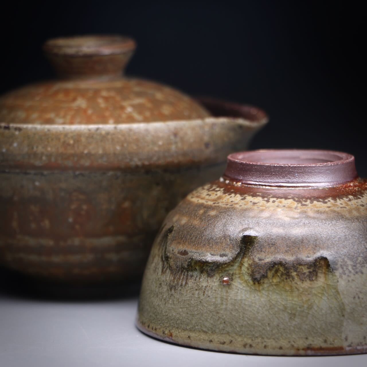 Ash glazed shibo & cup set 100ml J