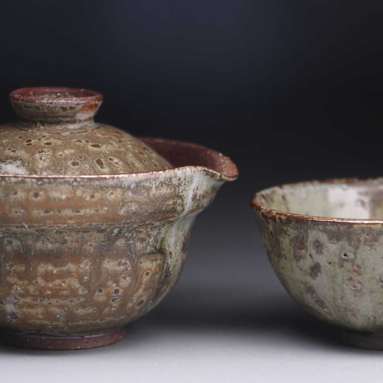 Ash glazed shibo & cup set 100ml i