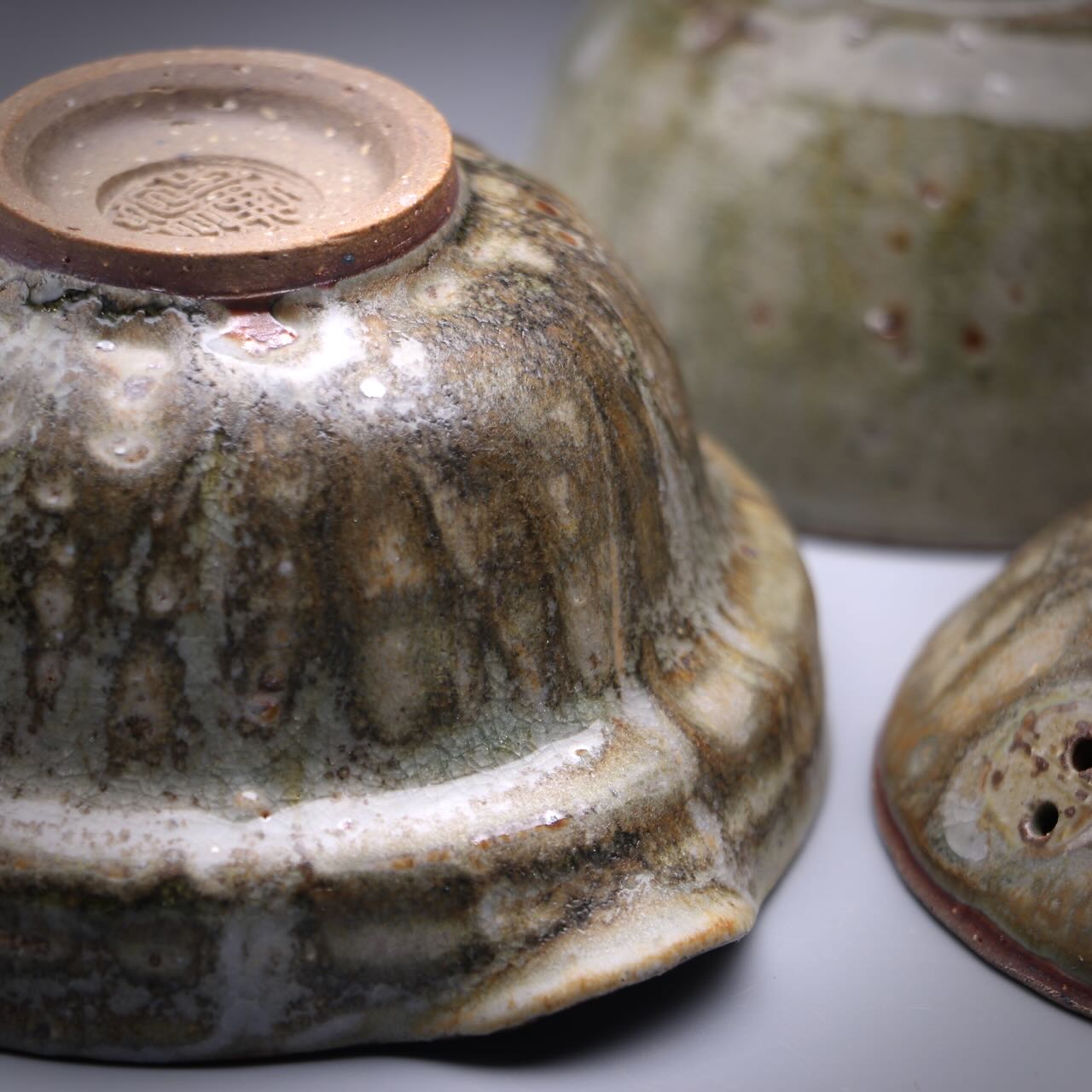 Ash glazed shibo & cup set 100ml K