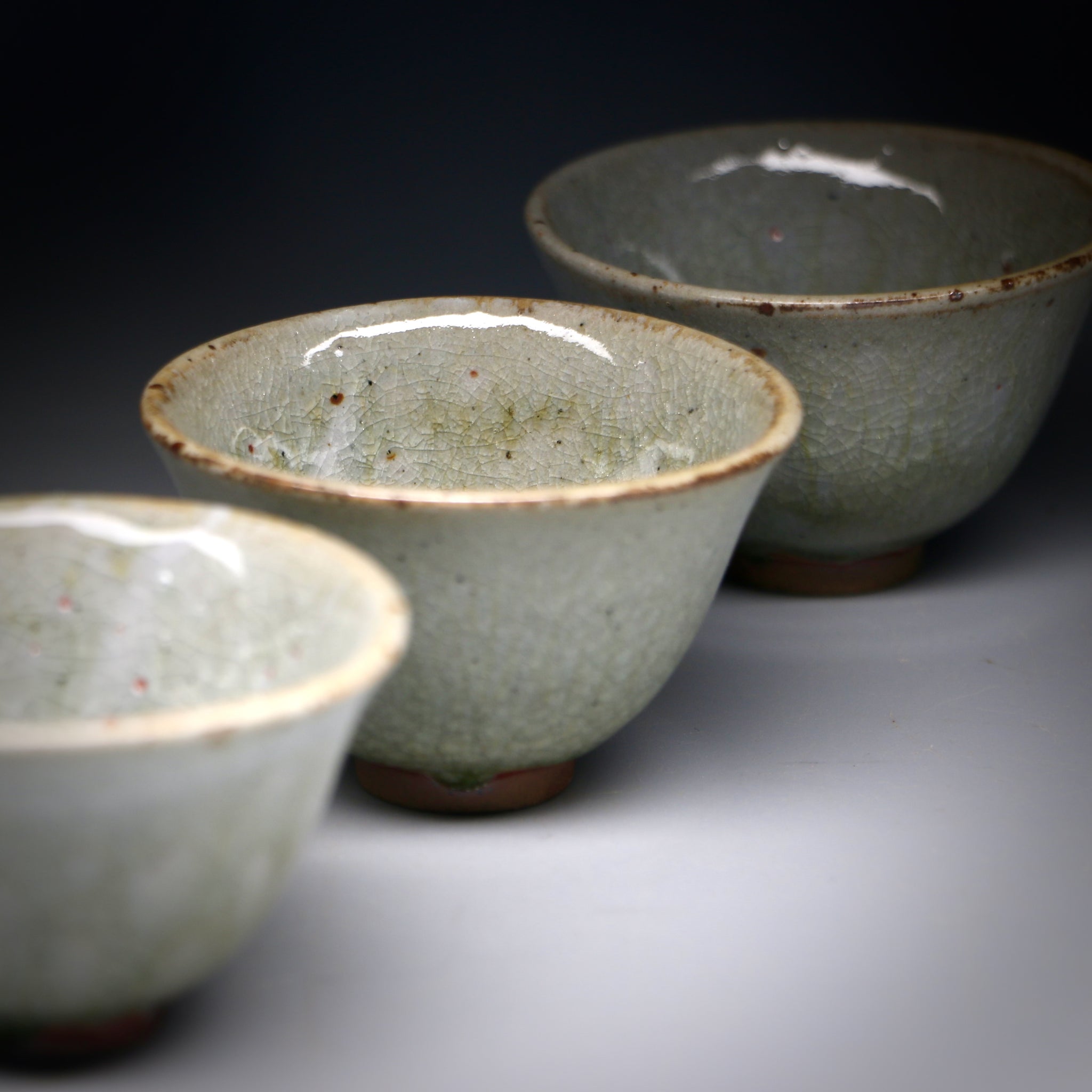 Emerald  Ash Glazed  teacup set A 40ml x 3