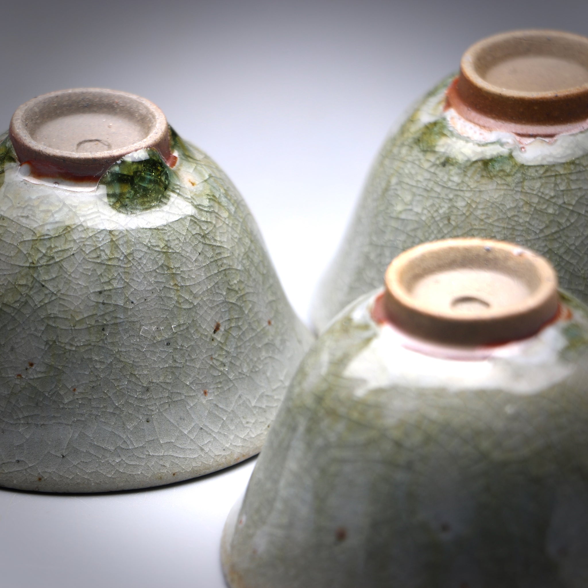 Emerald  Ash Glazed  teacup set A 40ml x 3