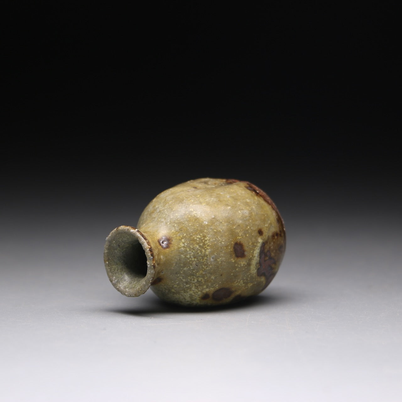 small ash glazed bud vase 5.5cm h x 4cm w