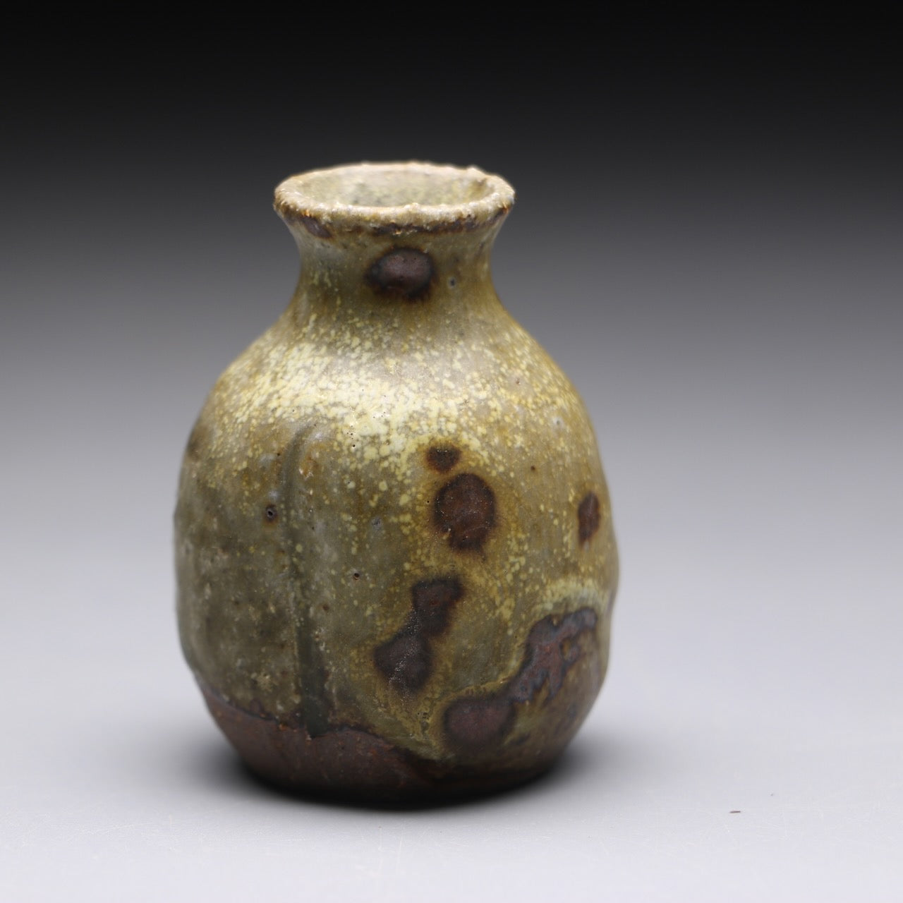 small ash glazed bud vase 5.5cm h x 4cm w