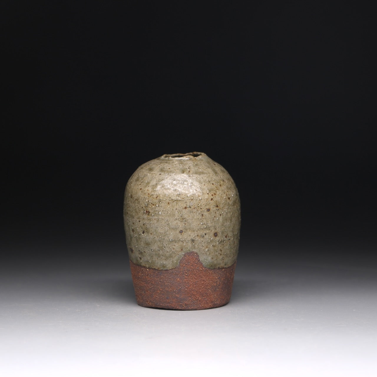 small ash glazed bud vase 7.5cm h x 5.5cm w