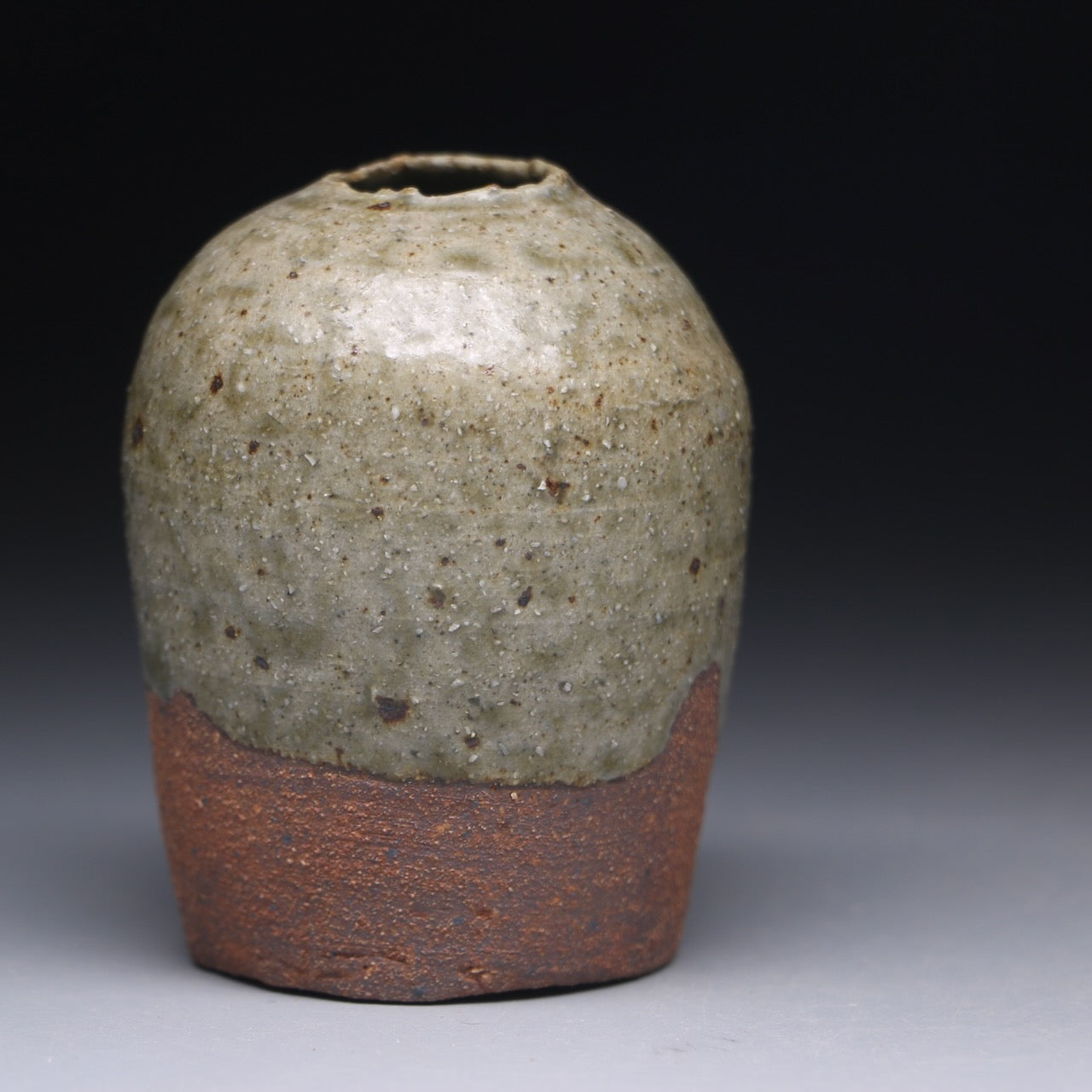 small ash glazed bud vase 7.5cm h x 5.5cm w