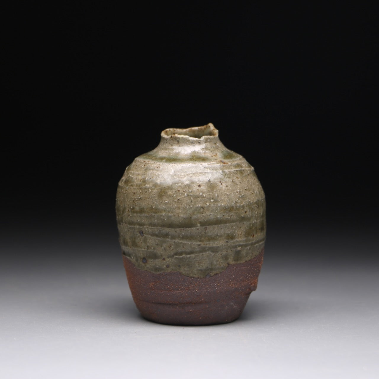 small ash glazed bud vase 7.5cm h x 5.5cm w B