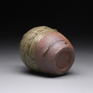 small ash glazed bud vase 7.5cm h x 5.5cm w B