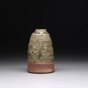 small ash glazed bud vase 8cm h x 5.5cm w