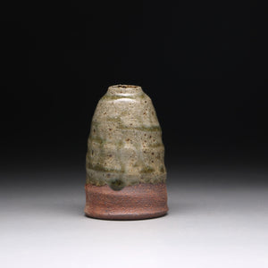 small ash glazed bud vase 8cm h x 5.5cm w
