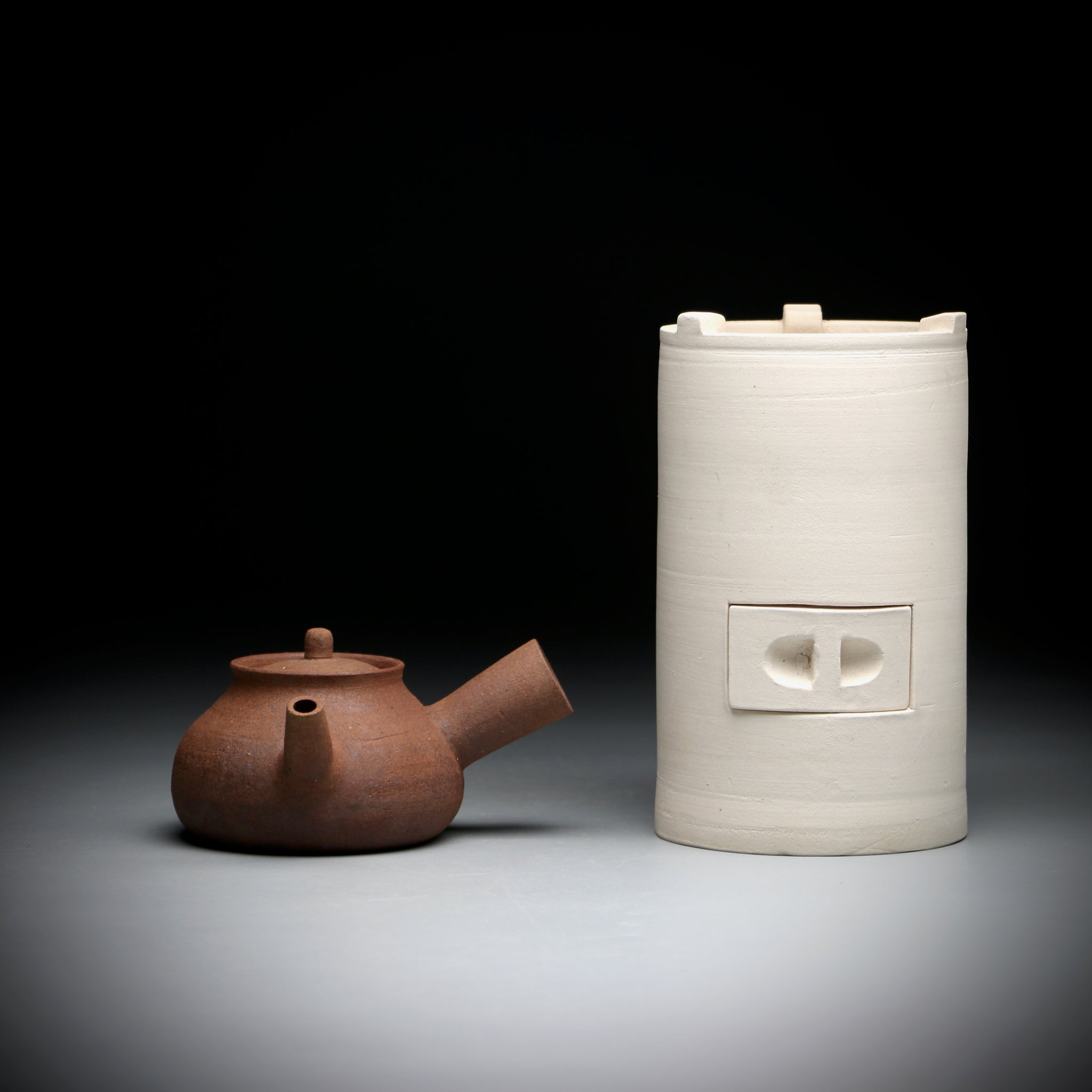 clay kettle and stove set 250ml / stove height 17cm