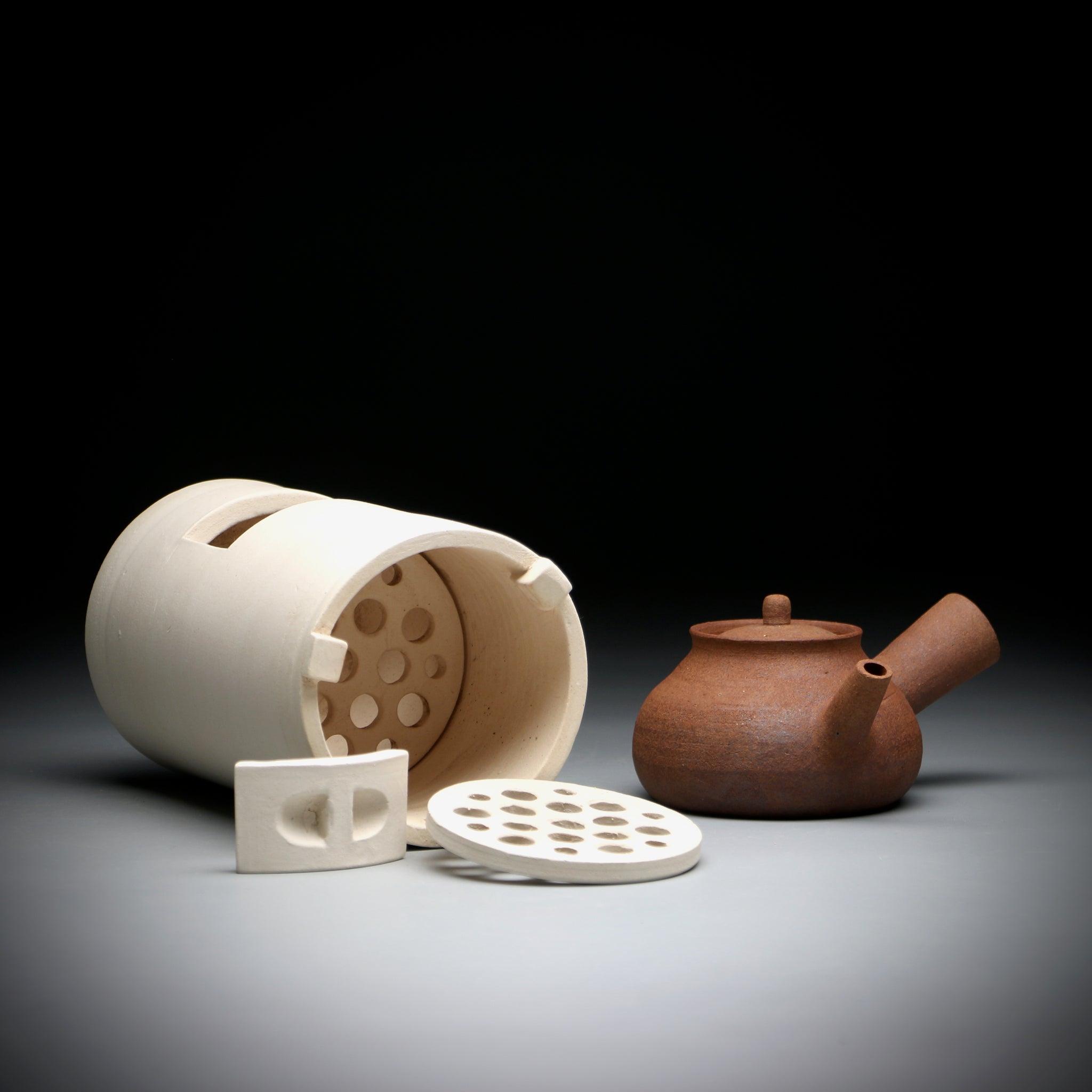 clay kettle and stove set 250ml / stove height 17cm