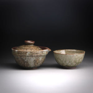 Ash glazed shibo & cup set 100ml D