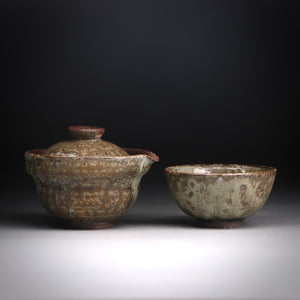 Ash glazed shibo & cup set 100ml i