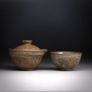 Ash glazed shibo & cup set 100ml H