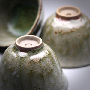 Emerald  Ash Glazed  teacup set B 40ml x 3