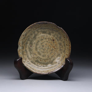 irregular small plate ash glaze 10cm diameter
